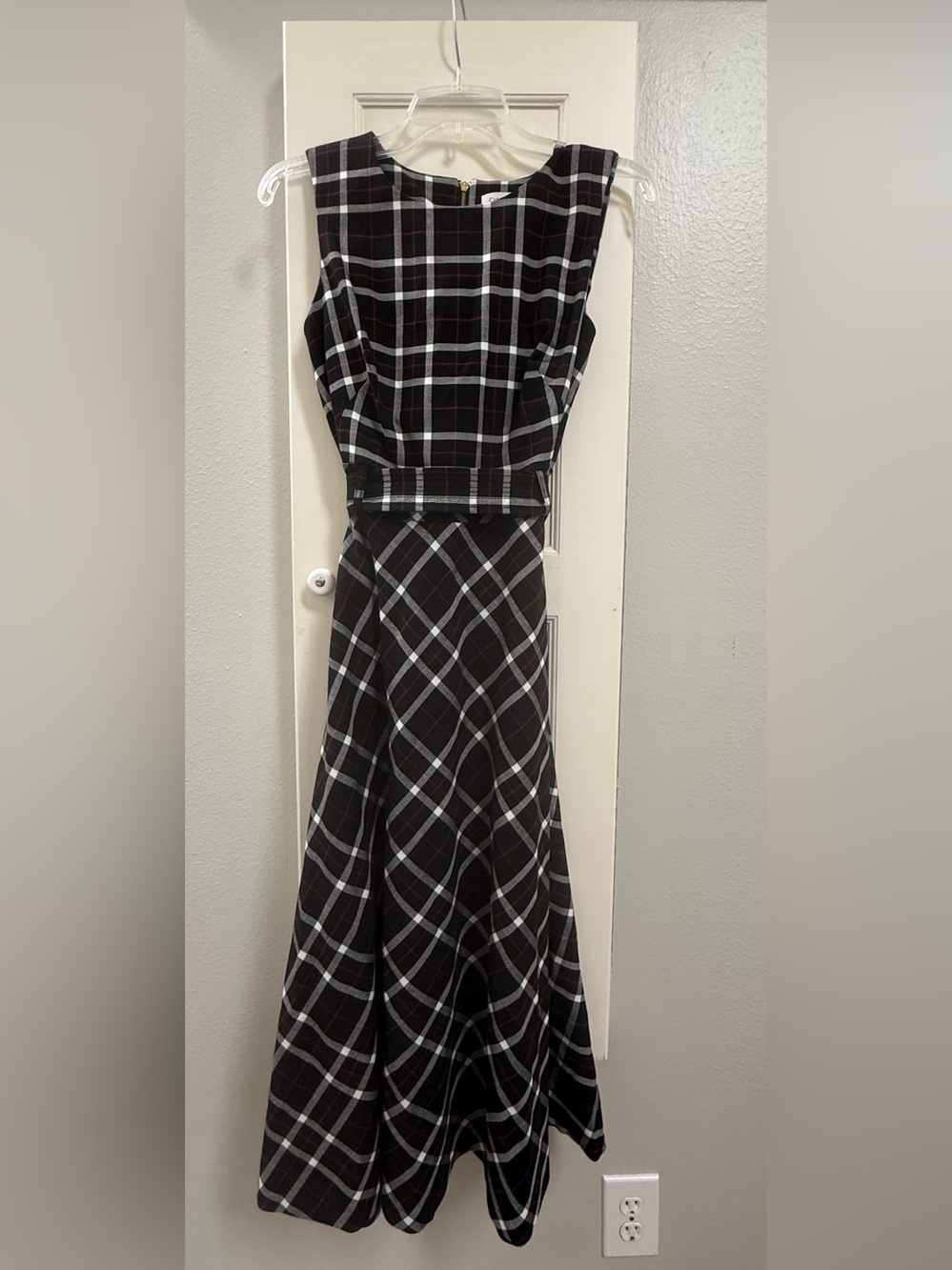Calvin Klein Black and White Plaid Maxi Dress